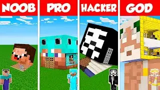 Minecraft Battle: NOOB vs PRO vs HACKER vs GOD: INSIDE HEAD HOUSE BASE BUILD CHALLENGE / Animation