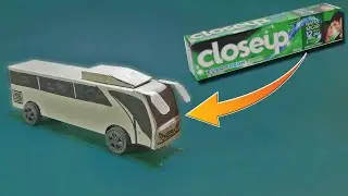 How to Make a Bus from Used Toothpaste Boxes | How to make a Paper Bus Toothpaste box