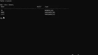 SQL 1: create, insert and select commands