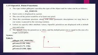 OpenGL point functions,line functions/Computer graphic and visualization/6th sem CSE/