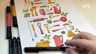 Pitt Artist Pen Tutorial | Drawing Kitchen Utensils