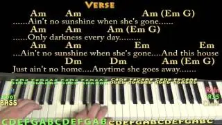 Ain't No Sunshine (Bill Withers) Piano Lesson Chord Chart with Chords/Lyrics - Arpeggios