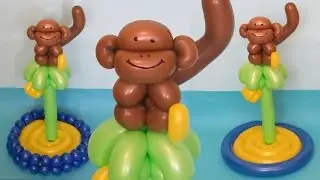 One balloon mokey on a palm tree - twisting tutorial (Subtitles)