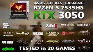 ASUS TUF A15- Ryzen 5 7535HS + RTX 3050 4GB Gaming Benchmark Test | Tested in 20 Games | RTX 3050 |
