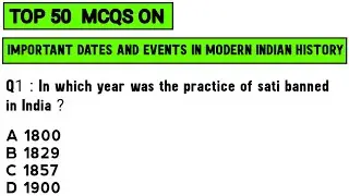 INDIAN GK | IMPORTANT EVENTS AND DATES |INDIAN HISTORY| MCQS JKSSB | JKP CONSTABLE EXAM .