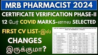 New CV List Released - Covid Marks Add செய்து 12 பேர் Select ஆகிருக்காங்க