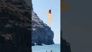 Nude morning yoga on a cliff #animated woman 18+ in #spain