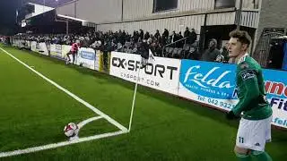 Kieran Sadlier taking a corner against Dundalk FC (Slowmotion)