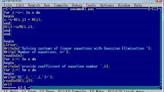Gaussian elimination example in Pascal