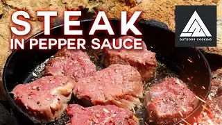Steak In Pepper Sauce | Outdoor Cooking | ASMR