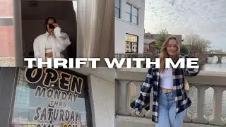 come thrift with me + try on haul, workout class, coffee shop