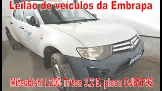 Mitsubishi L200 Triton 3.2 D, placa OJB5F92; ano 2013 em leilão da Embrapa