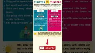 Learn English Vocabulary - Theatre vs Theater #english #englishvocabulary #vocabulary