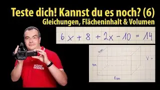 Teste Dich! Kannst du es noch? (6) - Gleichungen, Flächeninhalt & Volumen | Lehrerschmidt