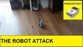 Lego creation: a lego robot ev3 mindstorm attacks a robot vacuum cleaner!