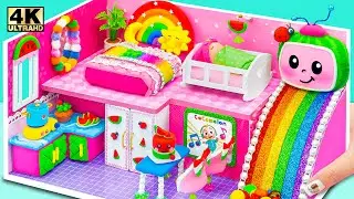 I Build a Pink Cocomelon Dream Playhouse has Rainbow Slide and Cute Decorations ❤️ Miniature House