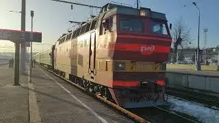 Отправление электровоза ЧС4Т-288 с поездом №088А Смоленск-Санкт-петербург 