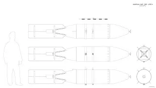 Авиабомба ФАБ-1000. 1000 кг. ( СССР ) Чертёж. FAB-1000. Drawings.
