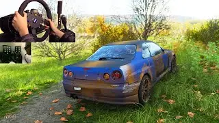 Rebuilding A Nissan Skyline R34 GTR - Forza Horizon 4 (Steering Wheel & Shifter) Gameplay