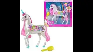 Amazon com  Barbie Dreamtopia Brush 'n Sparkle Unicorn with Lights and Sounds, White with Pink Mane