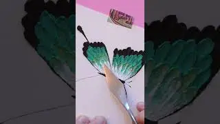 Oil pastel drawing - Emerald Flower Butterfly 