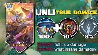 WHEN GLOBAL ALPHA ABUSE THIS NEW UNLI TRUE DAMAGE EMBLEM AND BUILD IN SOLO RANKED GAME! 😱 (must try)