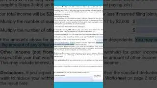 IRS Form W4 MISSING TAX CREDITS