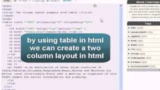 Html Tutorial: Two column layout