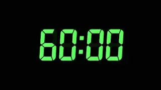 60 Seconds Digital Countdown Timer | Black Background | Green Text | No Sounds