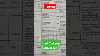 First year and second year Date sheet 😀 #youtubeshort #youtubeshortes #shortes #foryou
