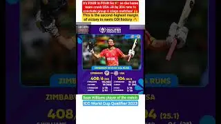 Zim won the match by 304 runs vs USA #zimvsusa #2ndhighestwininodihistory #seanwilliams #iccwcq2023