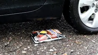 자동차로 바삭 바삭하고 부드러운 것을 분쇄! 실험 자동차 대 고양이, 연필, 트럭 장난감, 콜라 스프라이트 슬라임 칩시