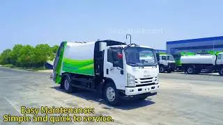 isuzu garbage compacted truck.  190hp isuzu engine waste collection vehicle.  isuzu-truck.com