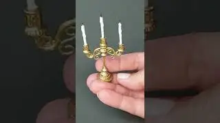 MAKE This Gold MINIATURE Candelabra #Miniatures #Shorts #Minis #MiniatureCandles #DollhouseMinis