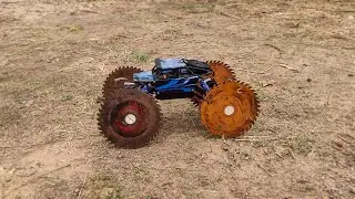 will it drive on custom saw blade wheel | experiment with rc car