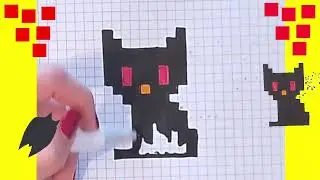 Dessin in Pixel Art. Comment Dessiner Halloween chat