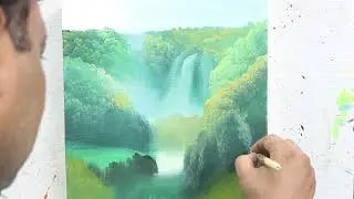 Easy Waterfall Landscape Painting Tutorial for Beginners | Step-by-Step Guide | Peace | ARTOHOLIC