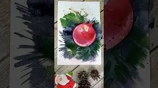 Как просто нарисовать стеклянный ёлочный шар акварелью