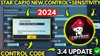 STAR CAP10 : Best 3.4 Sensitivity Settings 4 Finger Control Code | BGMI/PUBG MOBILE |