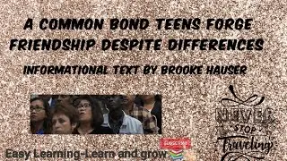 A common bond teens forge friendships despite differences ~ By Brooke Hauser- Part 2