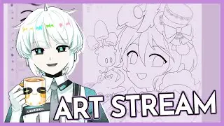 Drawing a cute boy and his purple Pokemon! [Stream VOD]