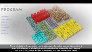 Sketchup: 3D text Tool to create Volumetric Diagrams of building spaces.
