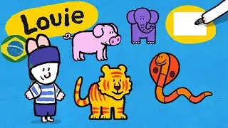 Louie, desenhe me 🎨 ✐ Animais asiáticos ✐ | Desenhos animados para crianças