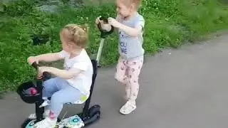 Самокат 5 в 1 Scooter Print с родительской ручкой