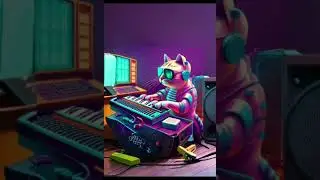 cat playing synth piano AI music and art #piano #blues #youtubeshorts #trending