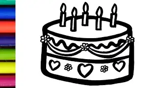 Cake Drawing, Colouring And Painting For, Toddlers | & kid's | How to Draw CUTE CAKE DRAWING