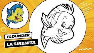Dibuja a Flounder de La Sirenita | The Little Mermaid | Paso a paso
