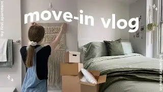 moving into my first apartment | university move-in vlog & tour 📦🌿