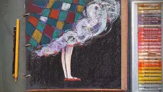 Коломбина. Рисуем иллюстрацию масляной пастелью