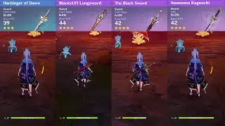 C0 Ayaka Weapon Lv 90 Comparison Anemona, Blackcliff, Harbinger and Black Sword !!!